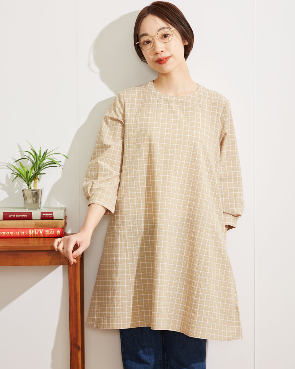 【30％OFF】チェックシャツチュニック/レディース/セール/467J4307ギフト包装無料 M-LL ゴールデンベア Golden Bear  ゴールデンベアストア
