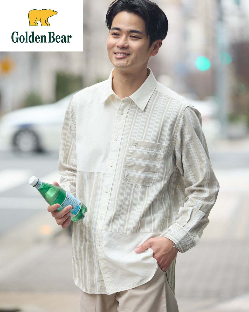 【公式】ストライプシャツ/メンズ/314U3211/ ギフト包装無料 M-LL ゴールデンベア Golden Bear