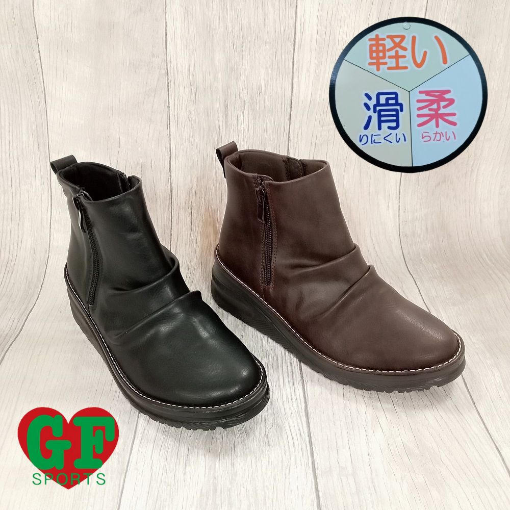 ブーツ 防水 ローヒール カジュアル 幅広 3E 軽い 柔らかい 滑りにくい【ゴールデンフット】かわいい 履きやすい 歩きやすい レディースシューズ