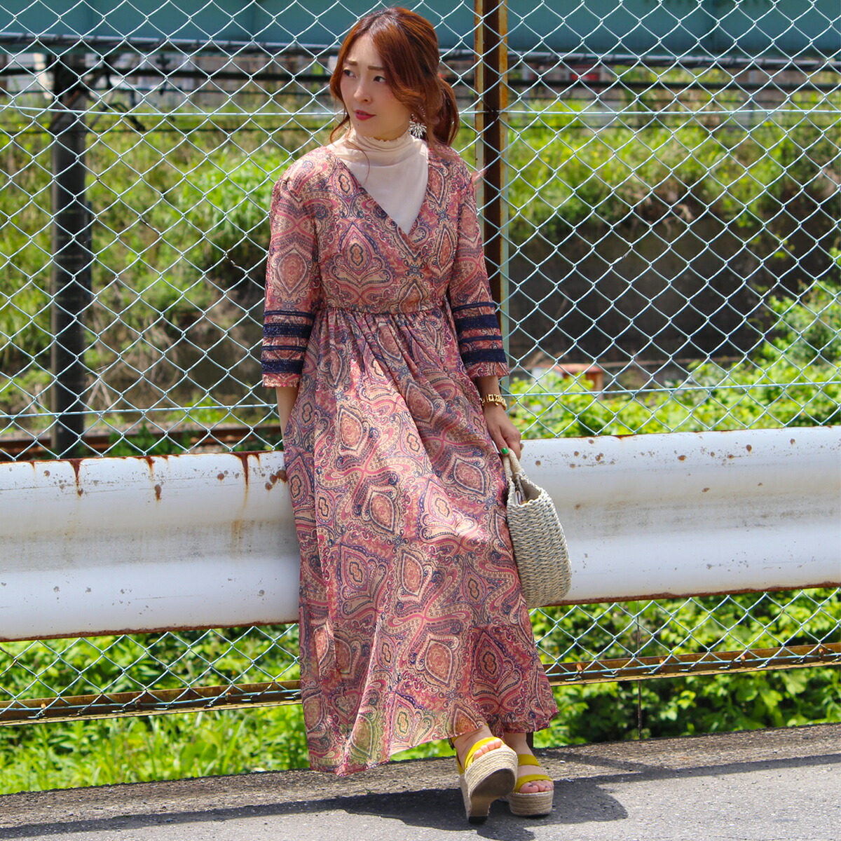 誕生日プレゼント ワンピース ワンピ 春 秋 冬 新作 きれいめ 花柄 日本製 レディース ファッション おしゃれ フラワーワンピ 秋冬 シフォン ギャザー 長袖 総柄 小花柄 ミモレ丈 膝下 ロング丈 グリーン レッド 大人かわいい ウエストゴム マタニティ 人気 ブランド