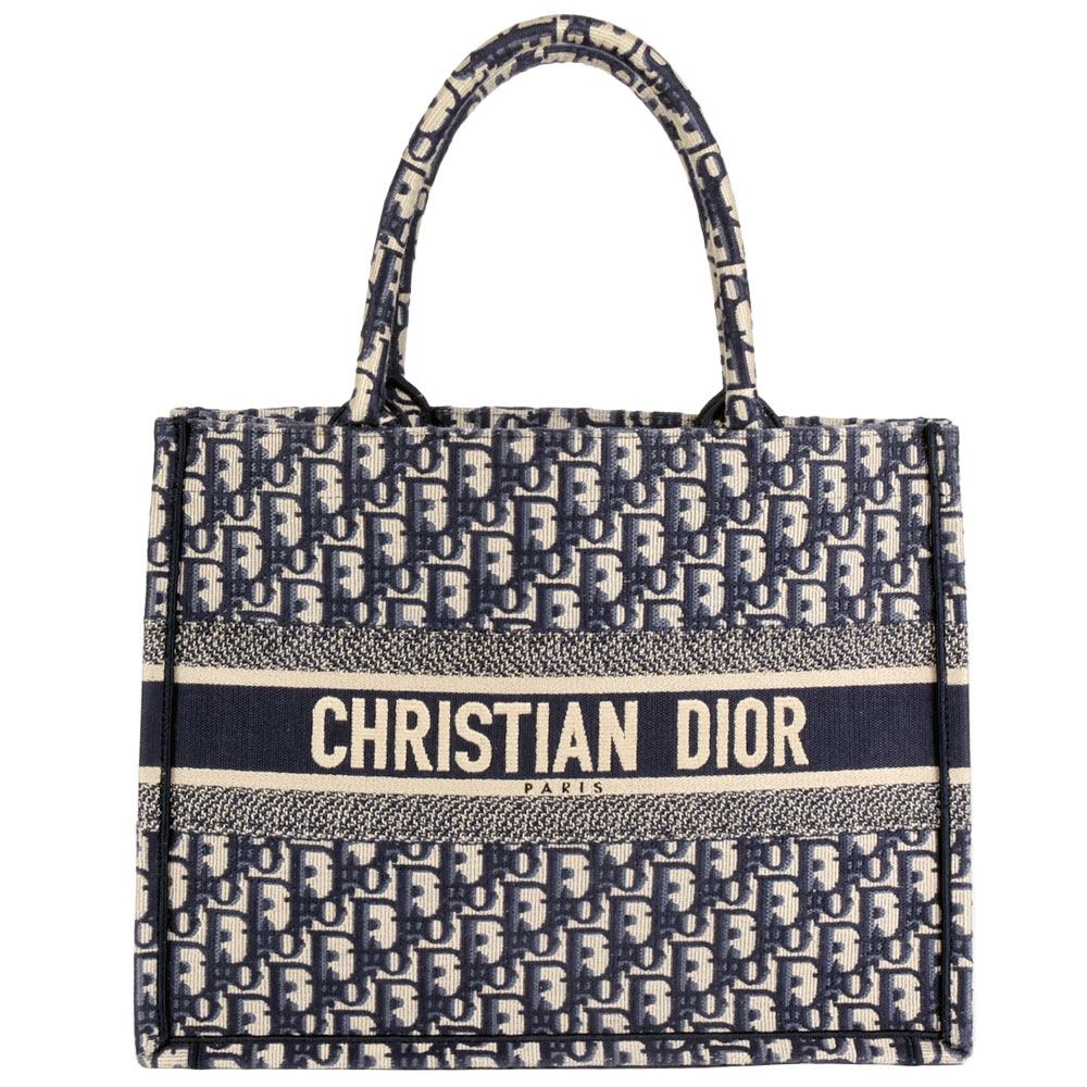 ディオール Dior オブリーク エンブロイダリー ブックトート ミディアム トートバッグ キャンバス M1296ZRIW ネイビー ハンドバッグ【中古】｜ゴールドプラザ店 139,000円