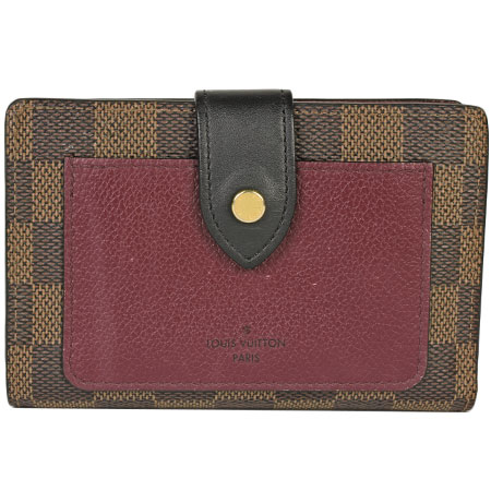 ルイヴィトン LOUIS VUITTON ポルトフォイユ ジュリエット 二つ折り紙入れ ダミエ エベヌ N60381 ボルドーワイン SP2270【中古】