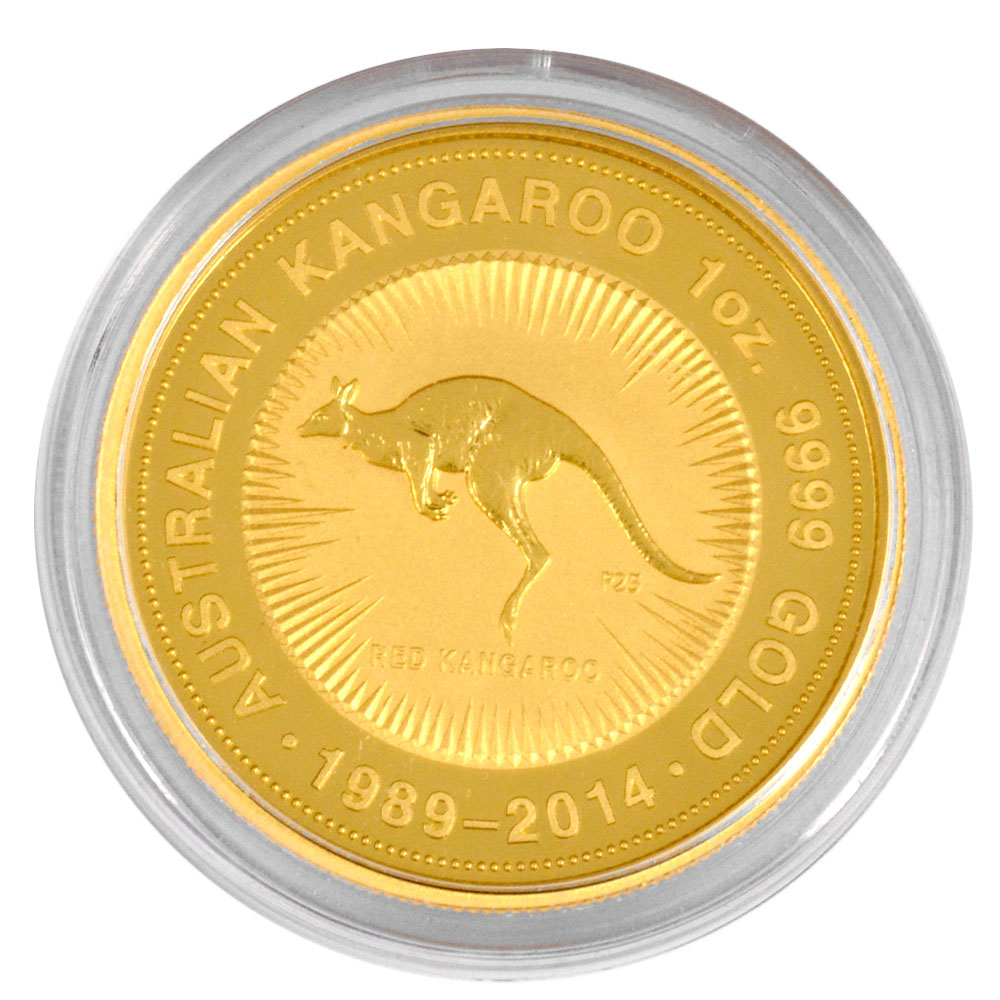 カンガルー金貨 25周年記念貨幣 100ドル金貨 2014年 純金 31.1g 1oz 金貨 ゴールド K24 コイン【中古】