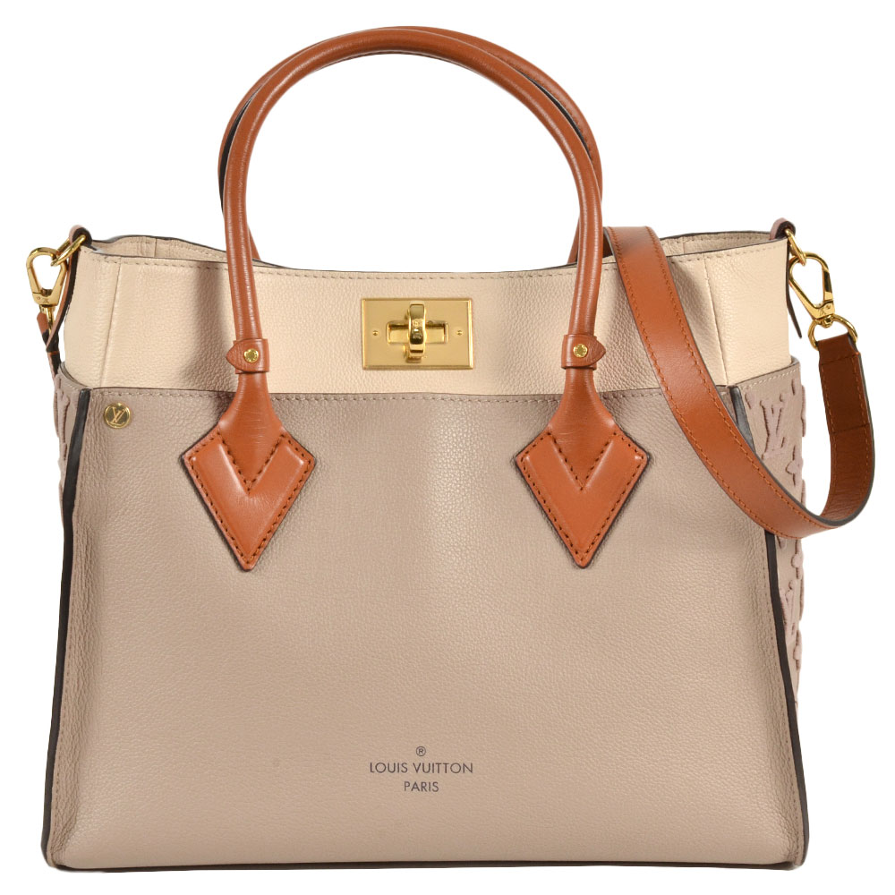 ルイヴィトン LOUIS VUITTON オンマイサイドMM ハンドバッグ 2WAY レザー M53825 ガレ RFID ベージュ【中古】