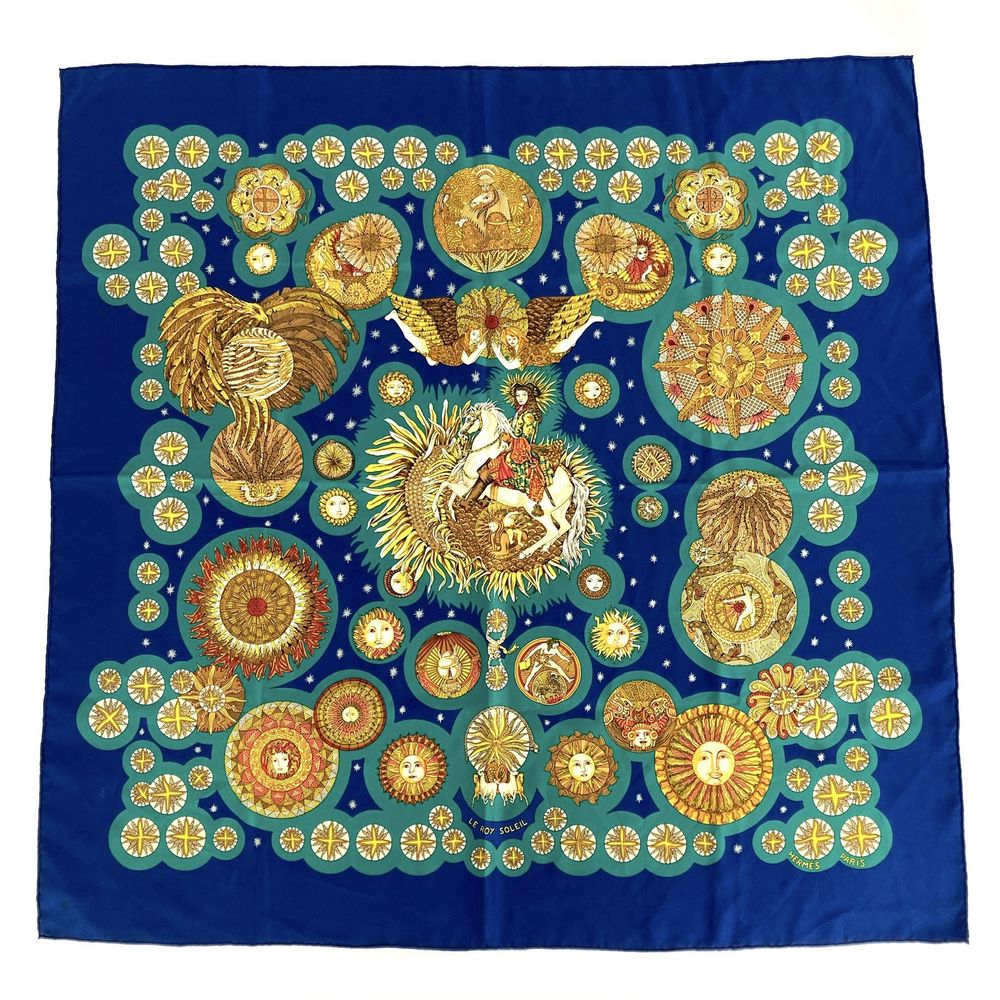 エルメス　スカーフ 90 「太陽王」 楽天市場】【緑屋質屋】エルメス カレ90(スカーフ) LES FETES DU