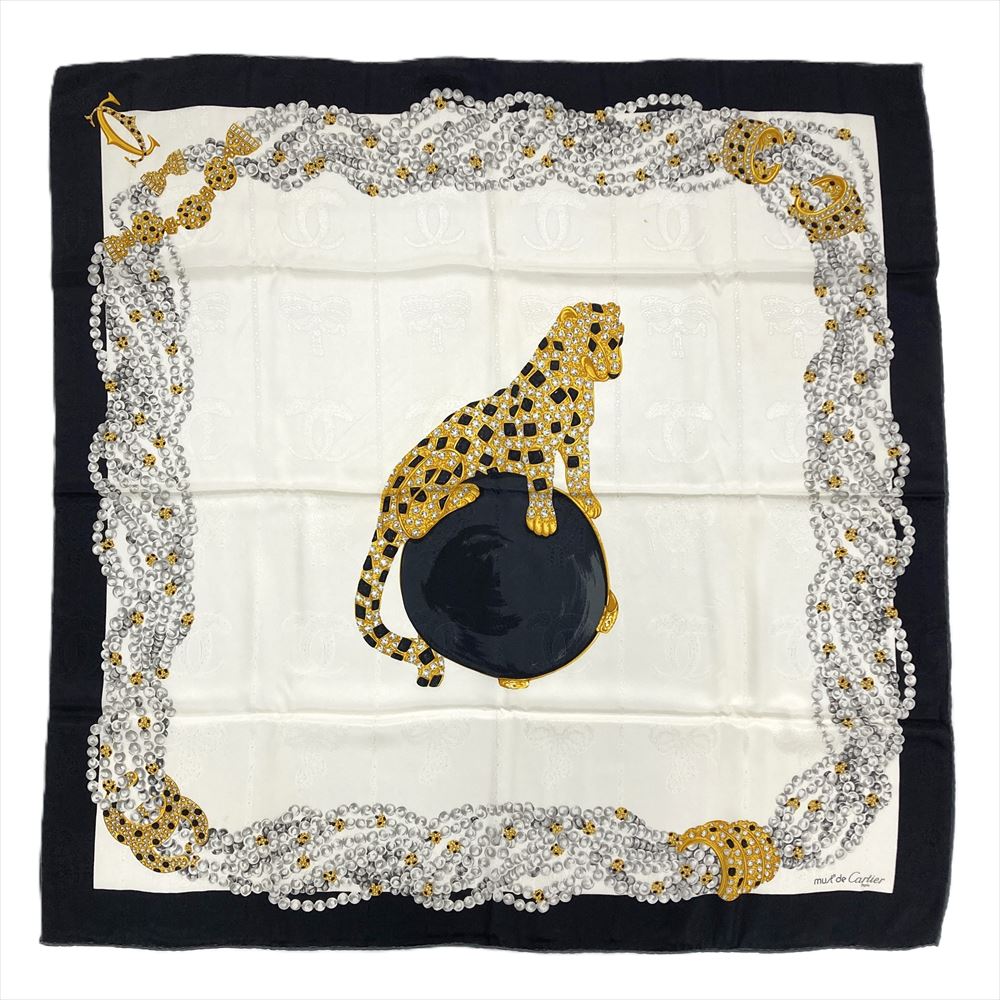 新品未使用⭐️Cartier （カルティエ）大判シルクハンカチ Cartier - カルティエ スカーフ ピンク ゴールド パンサー 大判