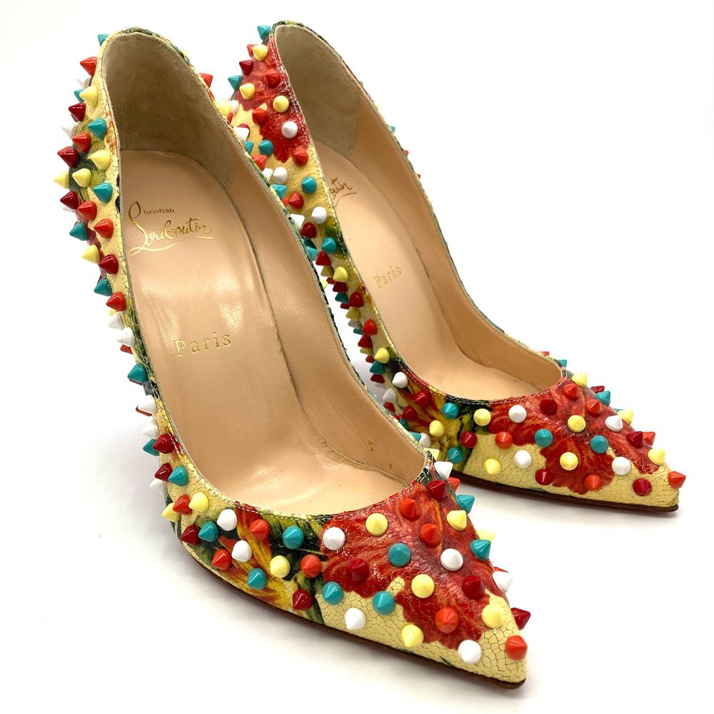 クリスチャンルブタン リボン スクエアトゥ ハイヒール パンプス ゴールド 美品 三越伊勢丹 | Christian Louboutin/クリスチャン ルブタン_Women