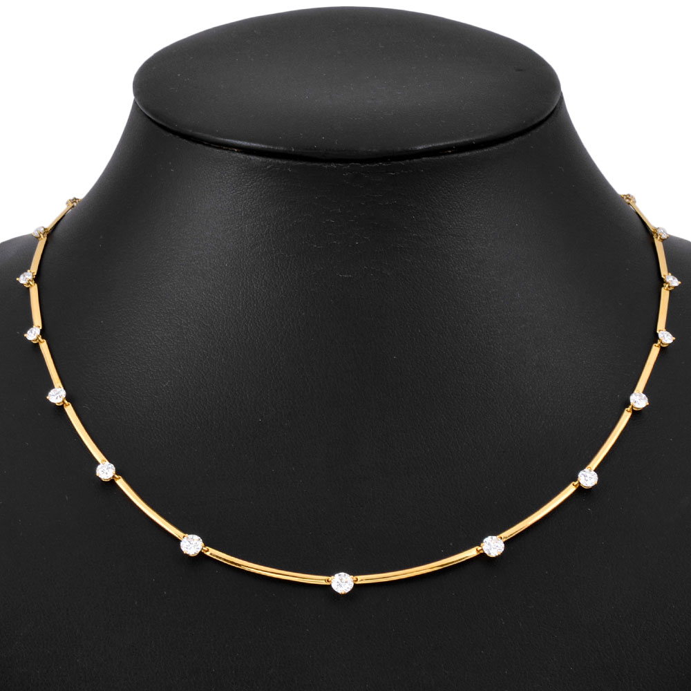 ギメル Gimel ステーション ネックレス ダイヤモンド 2.165ct K18YG 7.3g イエローゴールド 42cm グラデーション レディース【中古】｜ゴールドプラザ店