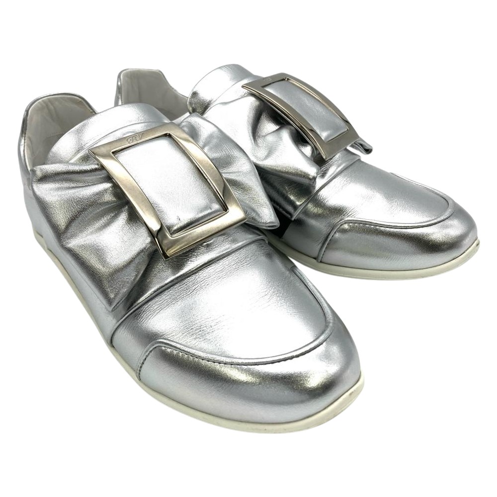 ロジェヴィヴィエ Roger vivier シュロの葉 スニーカー なめし革 しろがね色 35 1/2大きさ 約22.5糎 レディース【中古】