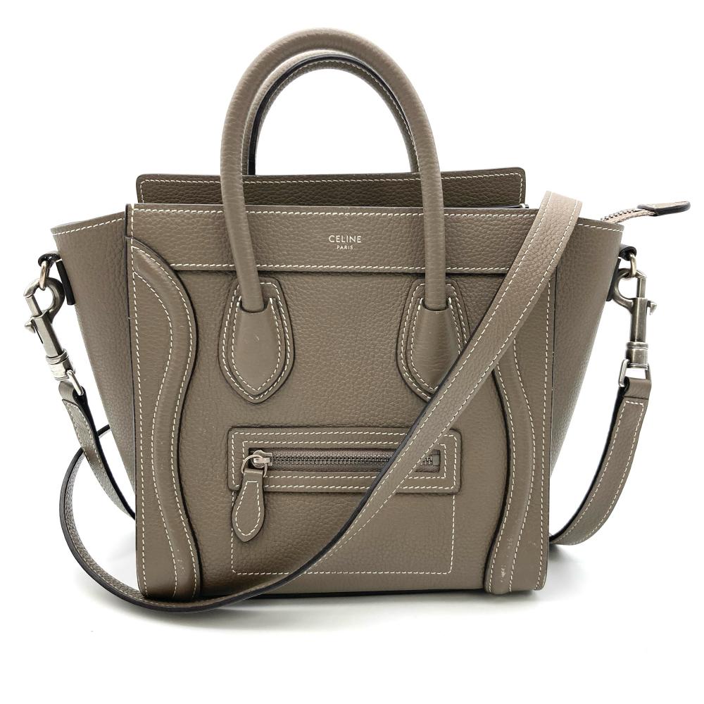 CELINE セリーヌラゲージ マイクロショッパー レザー グレージュ セリーヌ ラゲージ マイクロショッパー レザー ハンドバッグ
