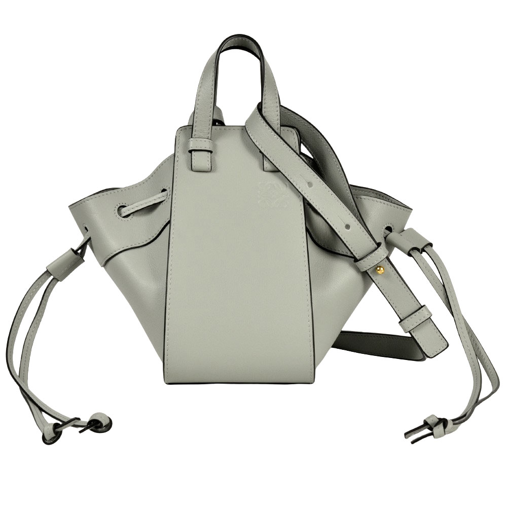 ロエベ LOEWE ハンモック ドローストリング ミニ ショルダーバッグ 子ウシ 薄墨色 レディース【中古】