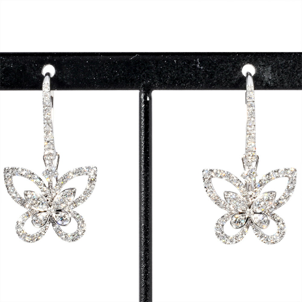 楽天市場】【中古】 グラフ GRAFF バタフライピアス K18ホワイト