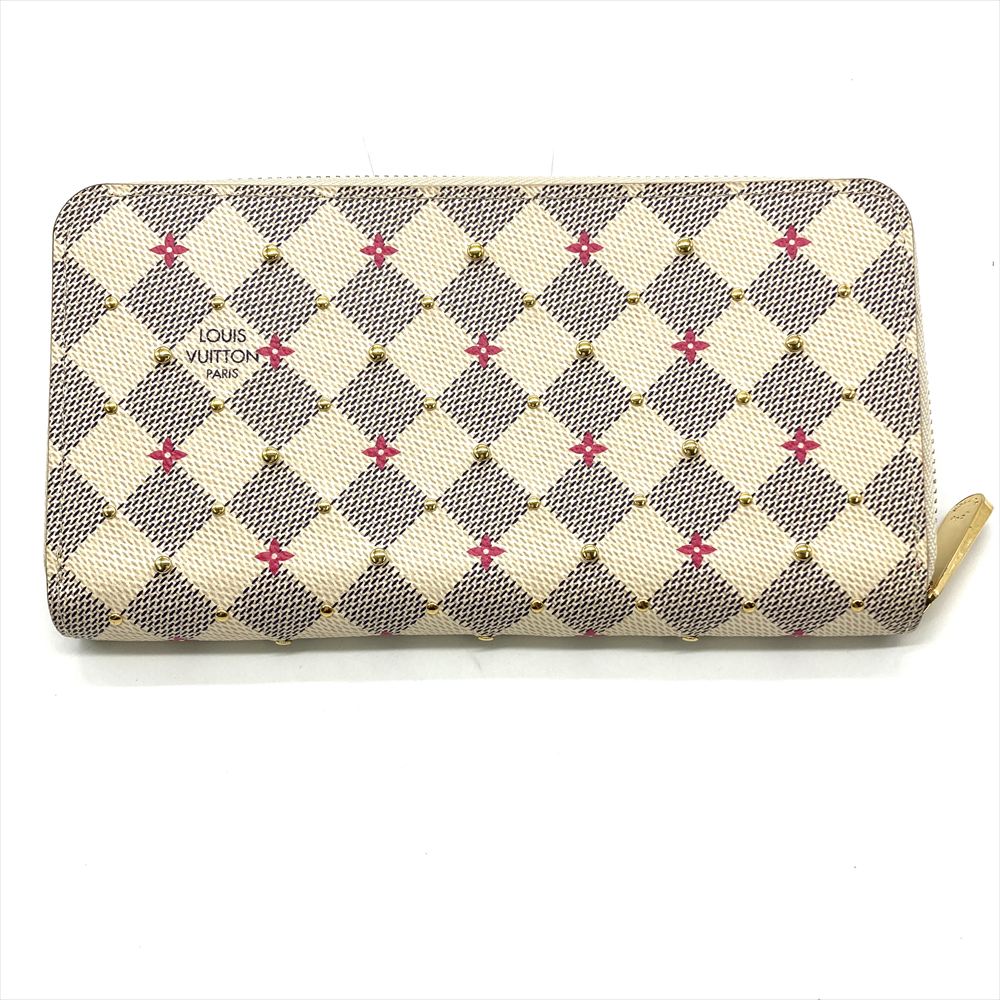 ルイヴィトン LOUIS VUITTON スタッズ ジッピーウォレット 長財布 ダミエ アズール N64615 ホワイト ゴールド金具 ユニセックス【中古】｜ゴールドプラザ店