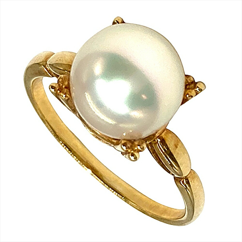 美品 MIKIMOTO ミキモトK18 リング 約10号 パール ミキモトK18 真珠 ゴールド リングパール10号