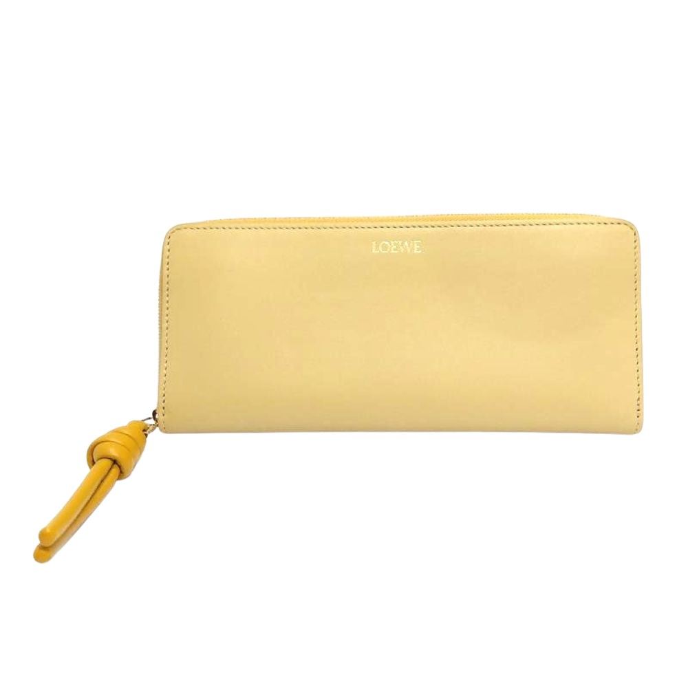 ロエベ LOEWE 航空マイル ジップアラウンド ウォレット 長紙入れ カーフスキン 黄色 レディース【中古】
