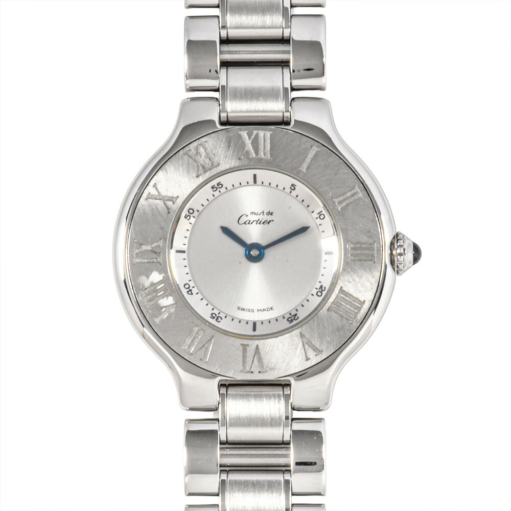 カルティエ Cartier 1340 船檣21 ウオッチ 石英 しろがね色文字記号盤 SS レディース【中古】