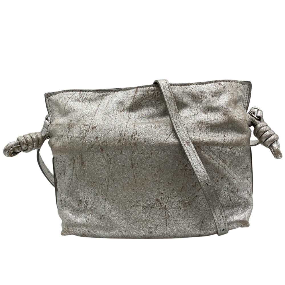ロエベ LOEWE フラメンコ クラッチペダル ミニ ナッパカーフ ショルダーバッグ 本革 しろがね色 しろがね色金具 レディース【中古】