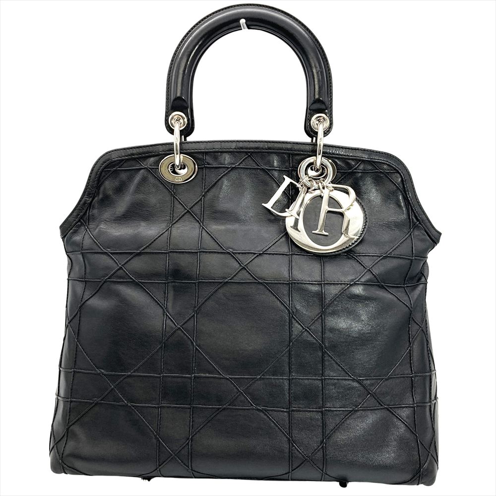 ディオール Dior レディディオール カナージュ ハンドバッグ 2WAY レザー ブラック シルバー金具 レディース【中古】｜ゴールドプラザ店