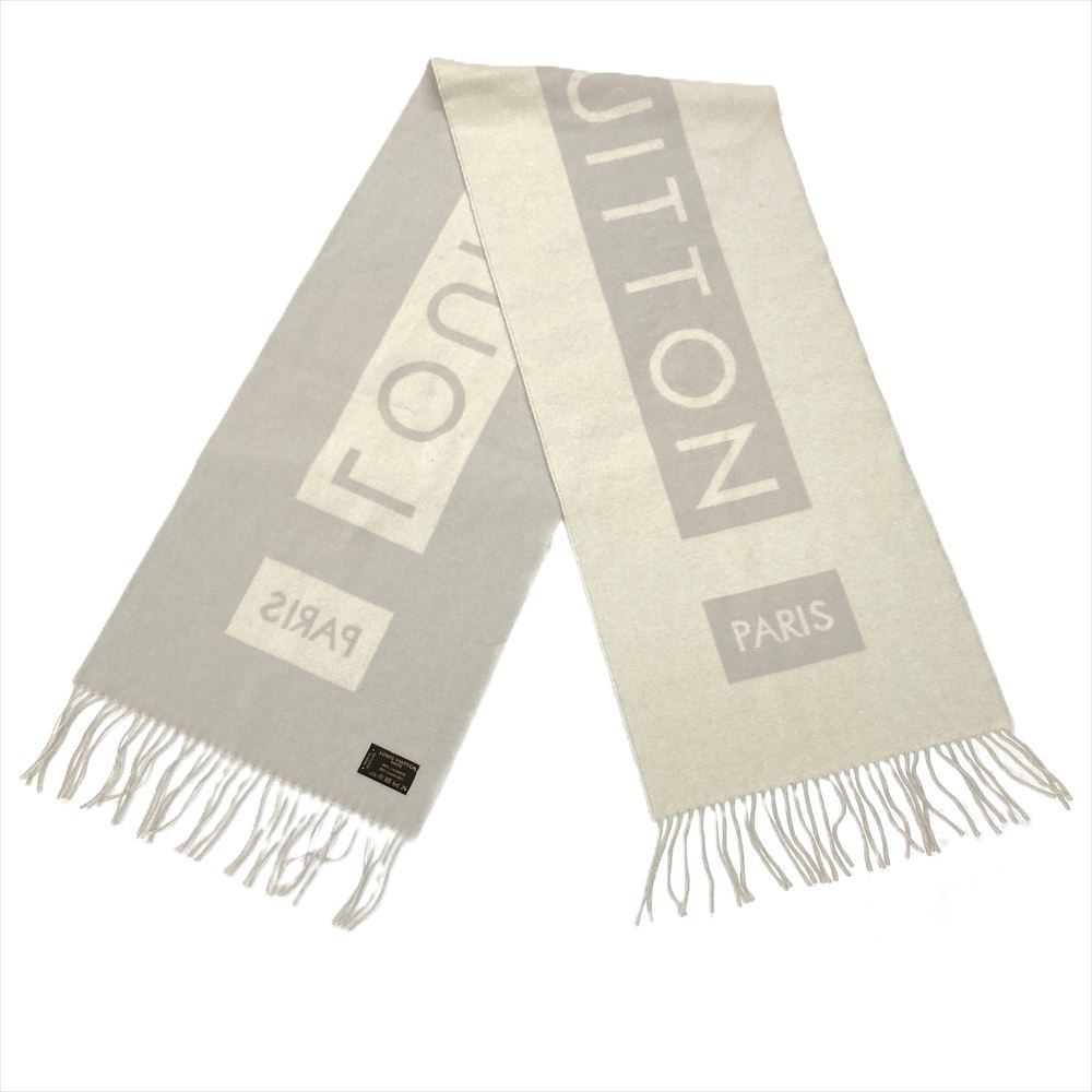 ルイヴィトン LOUIS VUITTON エシャルプバローダ マフラー カシミヤ 180cm M71292 グレー ホワイト バイカラー ユニセックス【中古】|ゴールドプラザ店