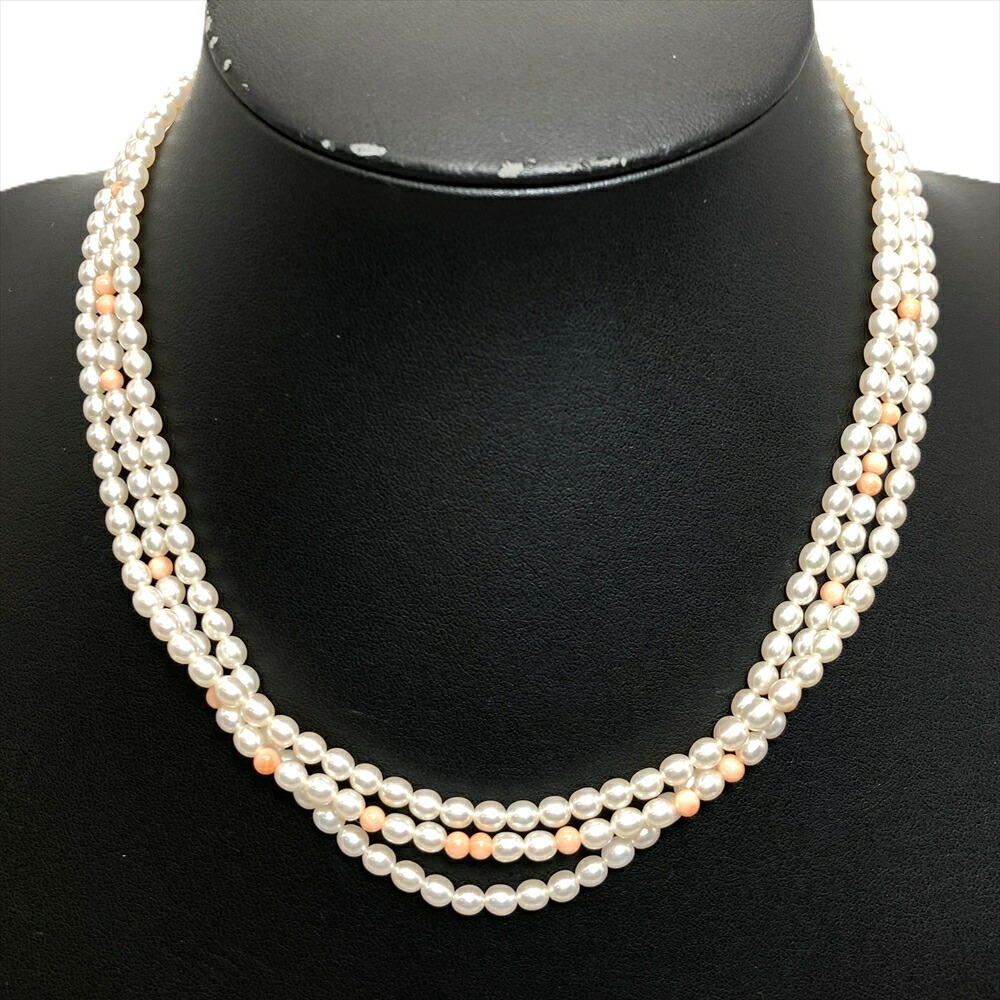 楽天市場】ミキモト サンゴ 珊瑚 パール 真珠 ネックレス K14イエロー