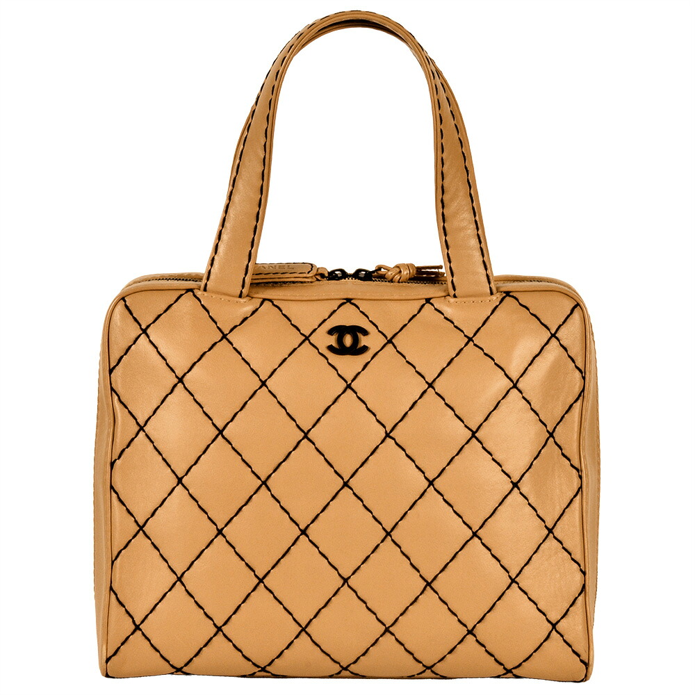 シャネル CHANEL ワイルドステッチ トートバッグ なめし革 A14693 ベージュ 7桁6番台【中古】