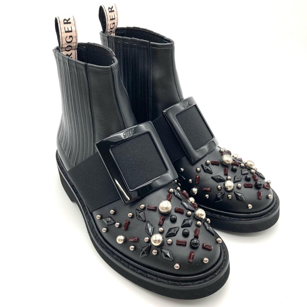 ロジェヴィヴィエ Roger vivier ビジュー 傍えゴア ブーツ 黒いこと 22.5糎 レディース【中古】