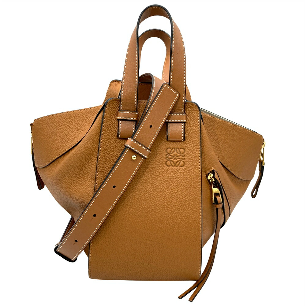 ロエベ LOEWE ハンモック スモール ショルダーバッグ なめし革 387.12KN60 駱駝 ゴールド金具 レディース【中古】
