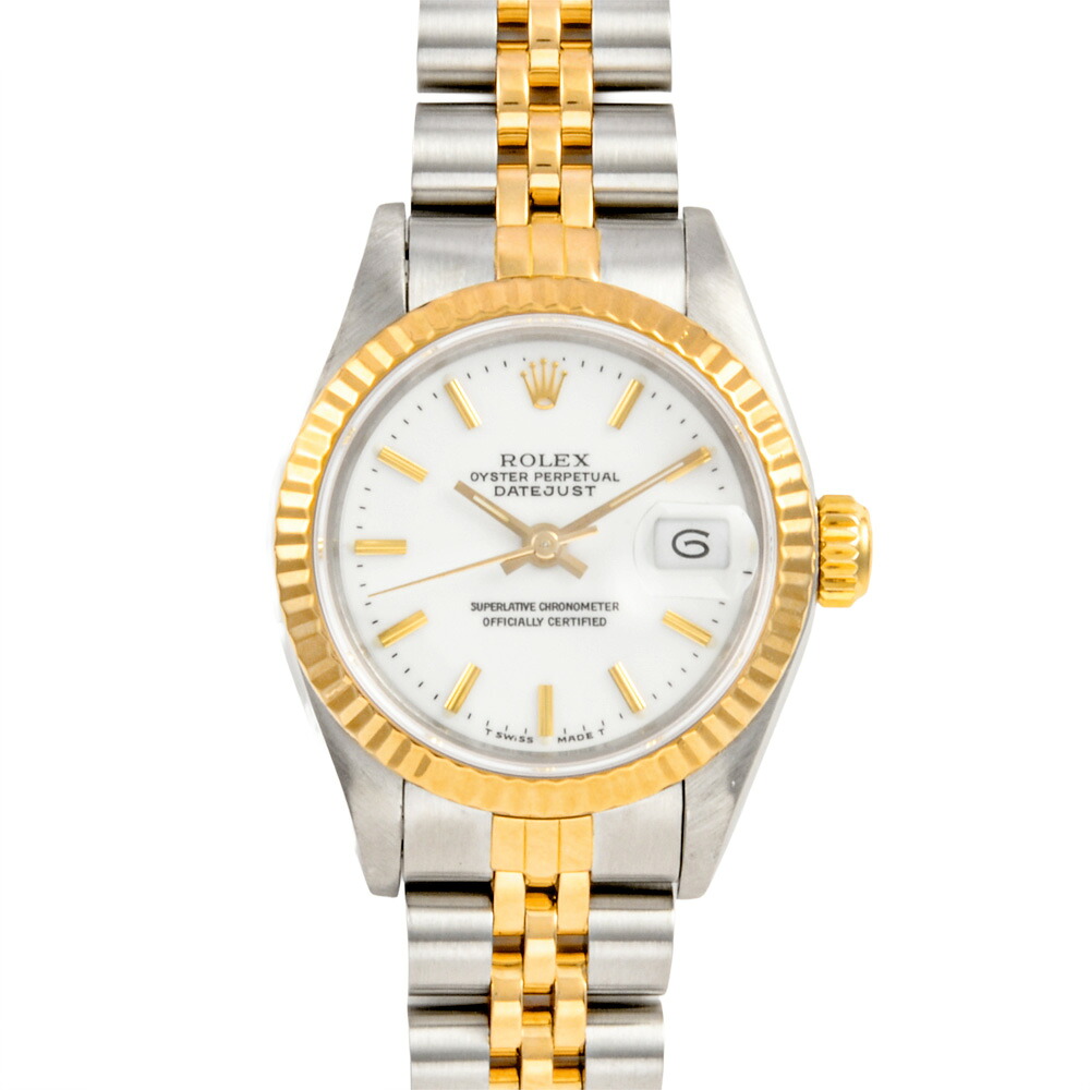 ロレックス ROLEX 69173 デイトジャスト ウオッチ 自動小銃巻 白いこと文字記号盤 SS×YG レディース【中古】