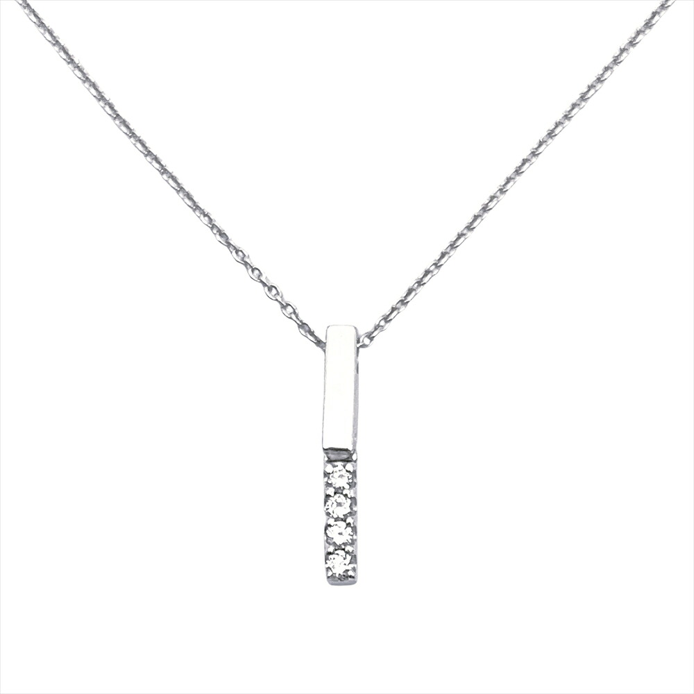 スタージュエリー STAR JEWELRY バー モチーフ ペンダント ネックレス ダイヤモンド 0.08ct K18WG 2.4g ホワイトゴールド レディース【中古】｜ゴールドプラザ店