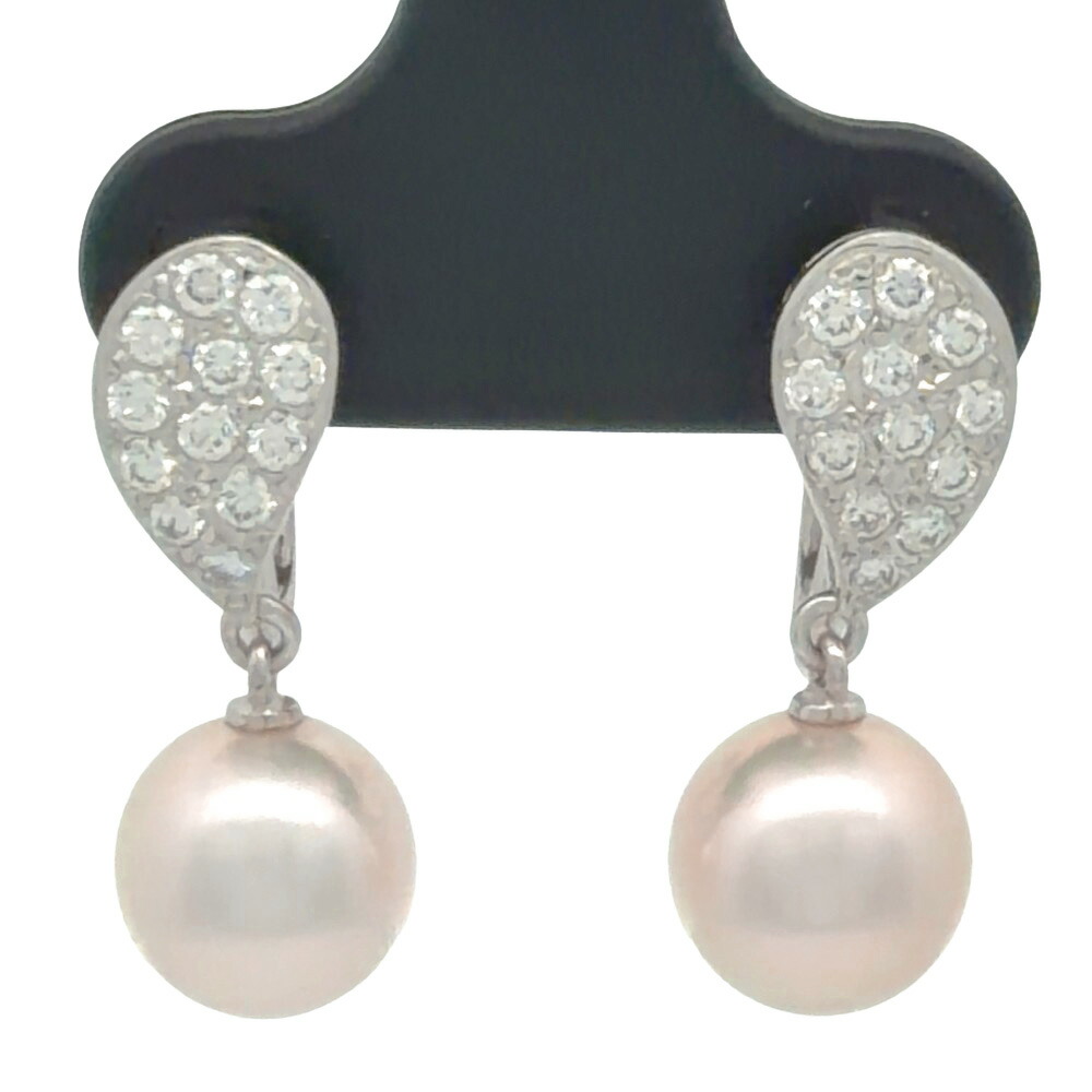 ミキモト MIKIMOTO パール 8.0mm 1P イヤリング ダイヤモンド K18WG 計4.6g ホワイトゴールド レディース【中古】｜ゴールドプラザ店