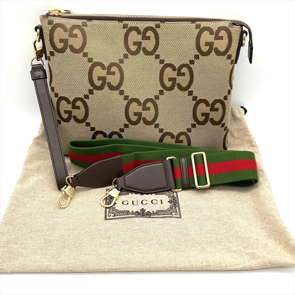 グッチ GUCCI ジャンボGG ショルダーバッグ 2塁手御徒面子 2WAY GG帆布 なめし革 699130・527066 ベージュ ユニ一発やる【中古】