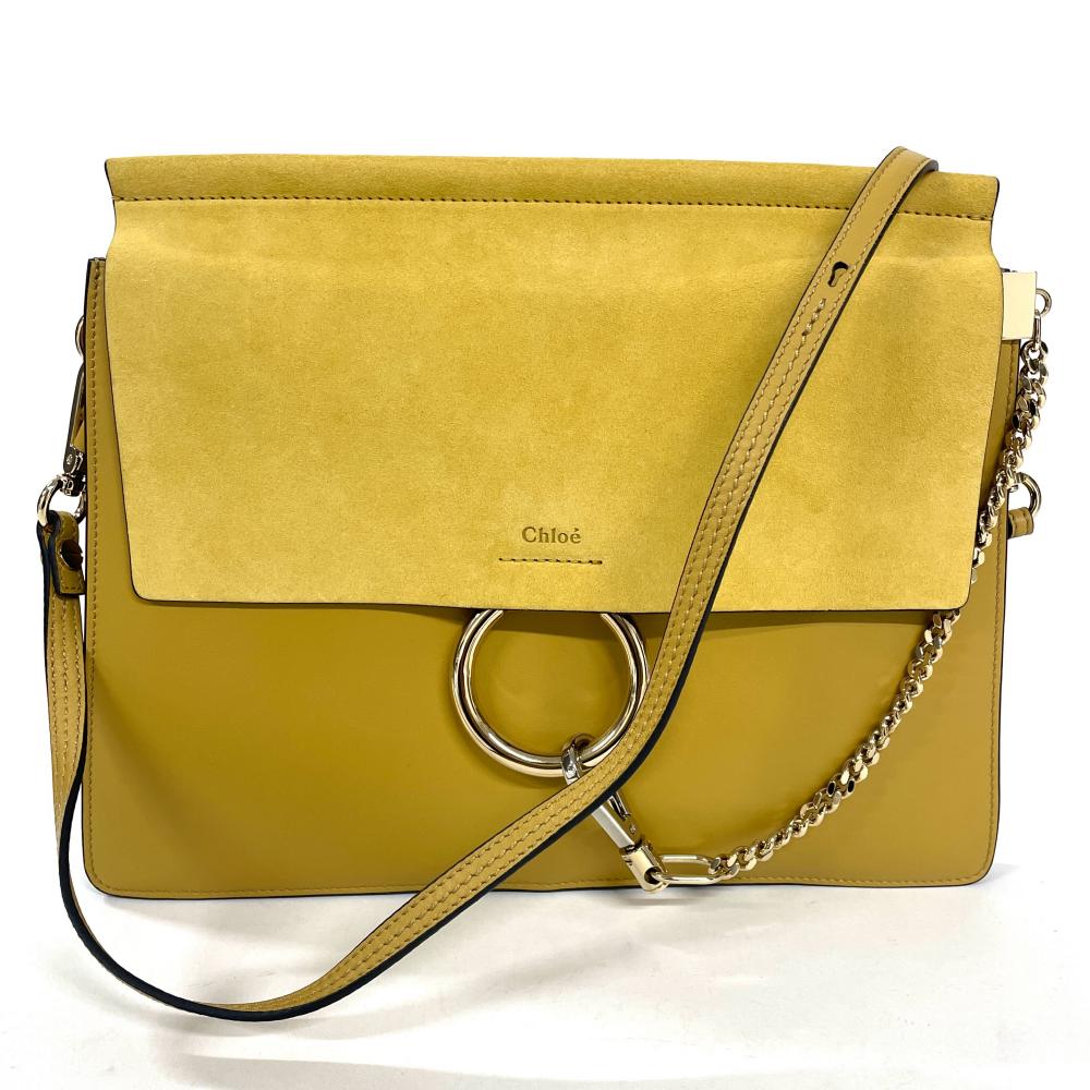 クロエ Chloe フェイ FAYE ショルダーバッグ なめし革 黄色 クラッチペダル レディース【中古】