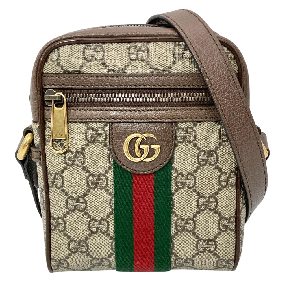 グッチ GUCCI オフィディア ミニ 飛脚屋御徒面子 ショルダーバッグ GGスプリームキャンバス 598127 ベージュ レディース【中古】