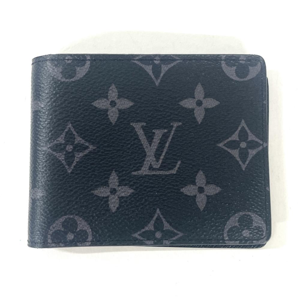 ルイヴィトン LOUIS VUITTON モノグラムエクリプス ポルトフォイユ スレンダー  二つ折り紙入れ M62294 黒いこと メンズ【中古】