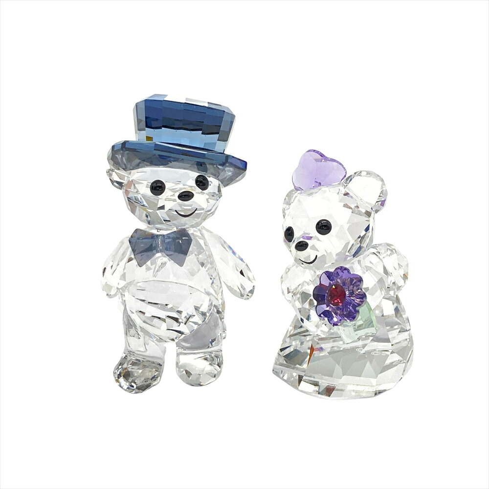スワロフスキー SWAROVSKI クリスベア You & I オブジェ 置物 1096736 クリア 結婚 花嫁 シルクハット【中古】｜ゴールドプラザ店