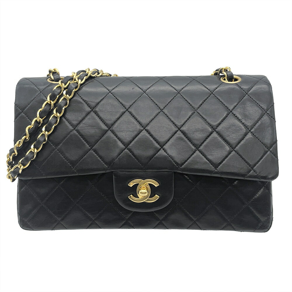 シャネル CHANEL マトラッセ 25 チェーン ショルダーバッグ ラムスキン A01112 ブラック ゴールド金具 ダブルフラップ ココマーク【中古】|ゴールドプラザ店