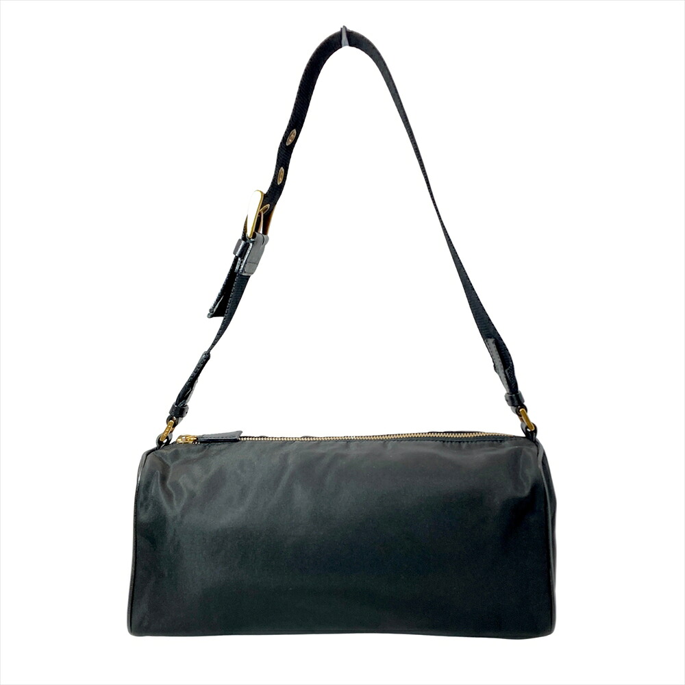 プラダ PRADA ロゴ ショルダーバッグ ナイロン ブラック ワンショルダー【中古】｜ゴールドプラザ店