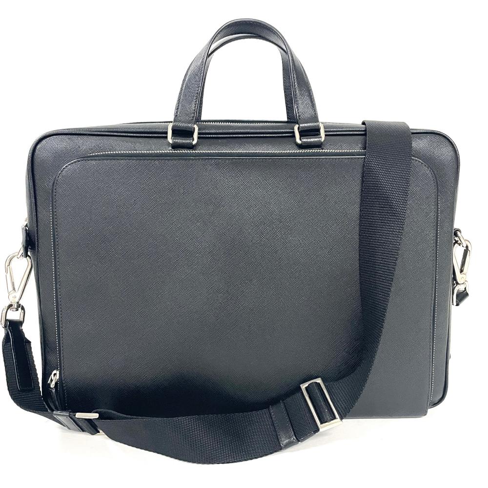 プラダ PRADA 商行為御徒面子 2WAY サフィアーノ 黒いこと メンズ【中古】