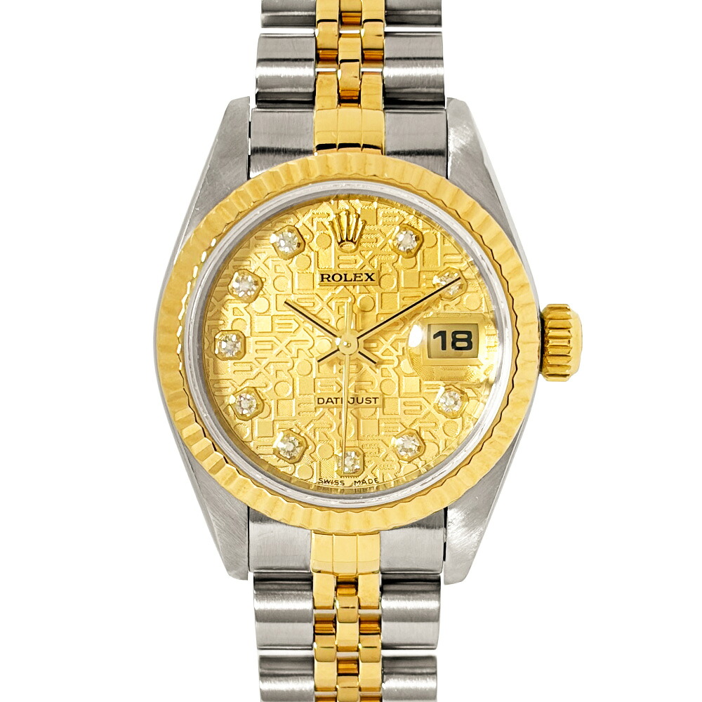 ロレックス ROLEX 79173G デイトジャスト ウオッチ 自動小銃巻 三鞭酒 電子計算機文字記号盤 SS×YG 二人組 10P金剛石 レディース【中古】