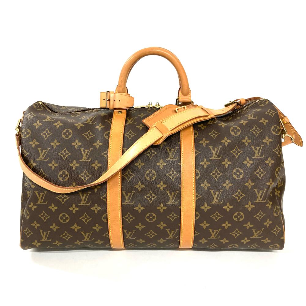 ルイヴィトン LOUIS VUITTON キーポル 50 バンドリエール ボストンバッグ モノグラム 帆布 なめし革 M41416 赤銅色 ゴールド金具【中古】