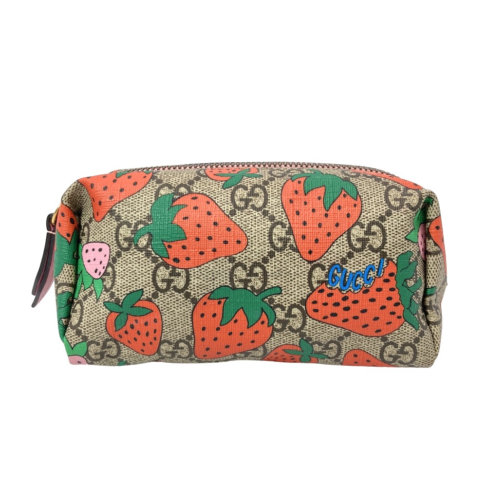 グッチ GUCCI GGスプリーム 合切袋 PVC 576217 オランダ苺主題 苺柄 かざり付ける合切袋【中古】