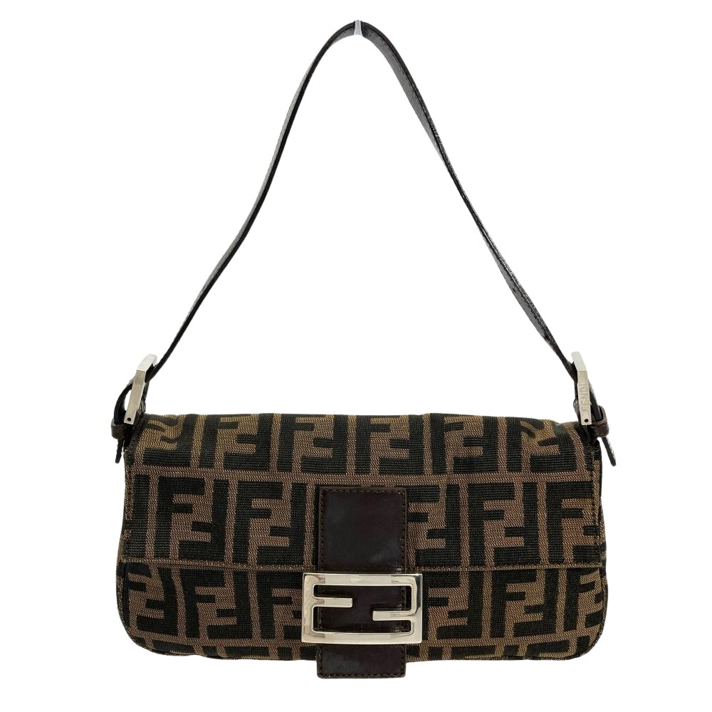フェンディ FENDI マンマバケット ショルダーバッグ 赤銅色 しろがね色金具 ズッカ レディース【中古】