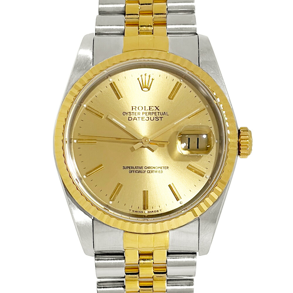 ロレックス ROLEX 16233 デイトジャスト E番 腕時計 自動巻 シャンパン文字盤 SS&times;YG コンビ メンズ【中古】｜ゴールドプラザ店