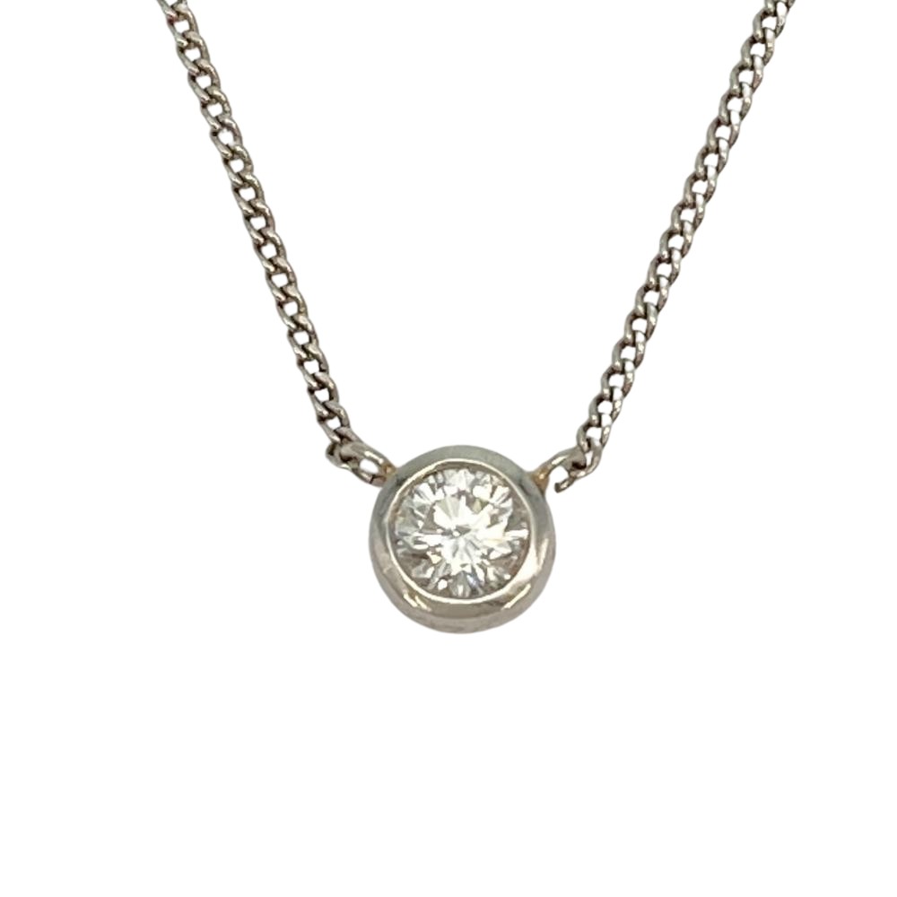 ソリティア ネックレス ダイヤモンド 0.37ct Pt900 3.4g プラチナ レディース【中古】|ゴールドプラザ店