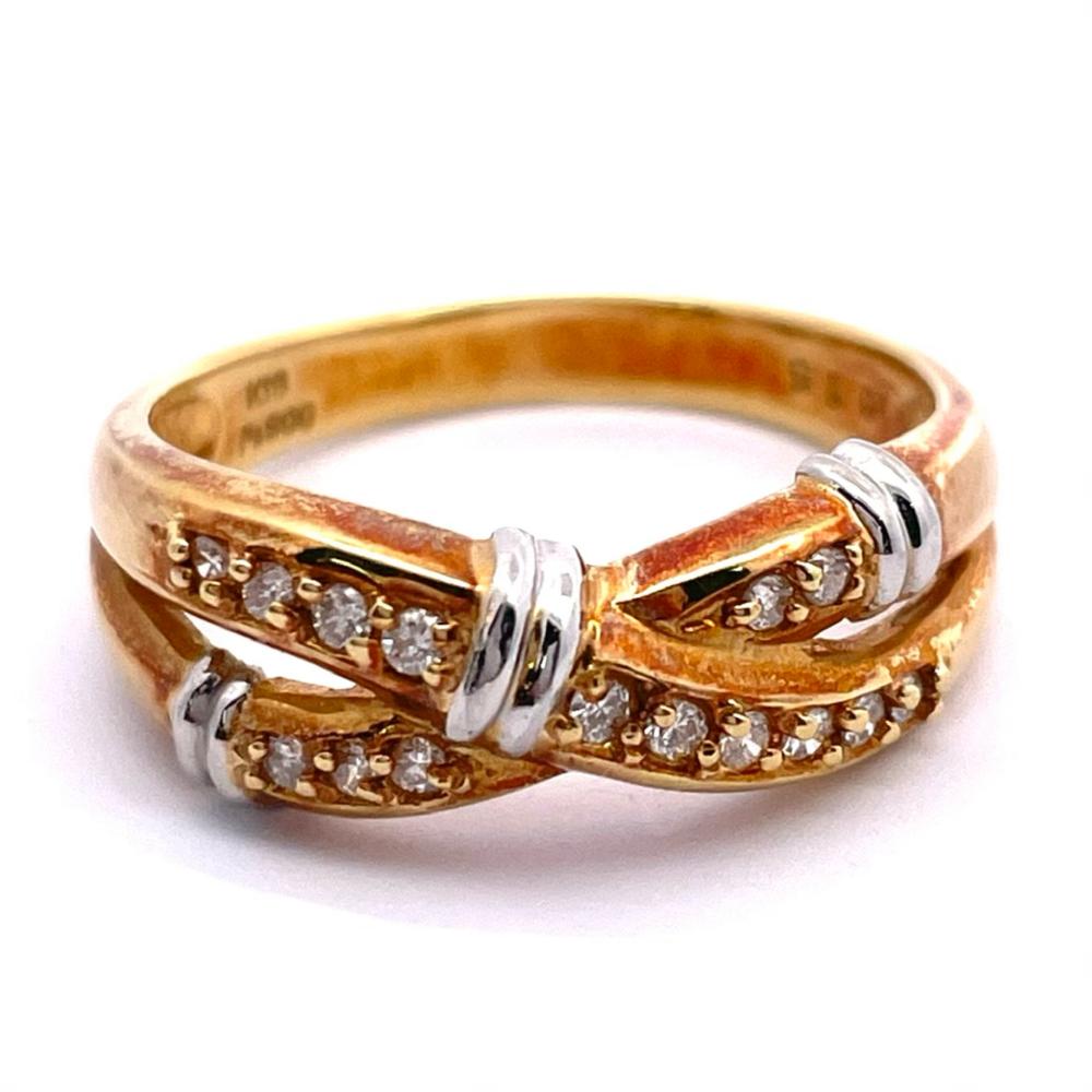 リング 指輪 ダイヤモンド 0.15ct 約15.5号 Pt900 4.8g K18 デザイン ジュエリー【中古】｜ゴールドプラザ店