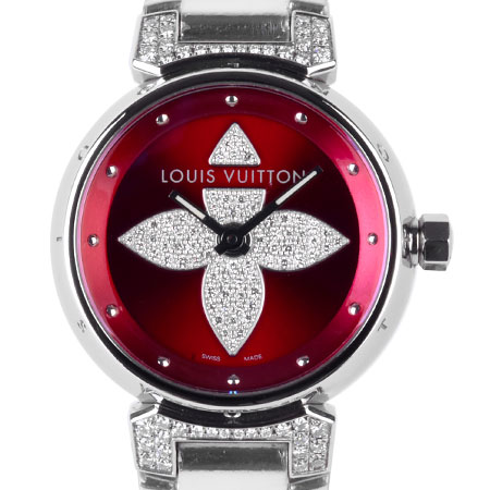大幅値下 メール便ok 日本製 ルイヴィトン Louis Vuitton タンブール フォーエバー ラグ ダイヤモンド 赤文字盤 Ss レディース 時計 クォーツ Q121l 値引きする Hill Country Visitor Com