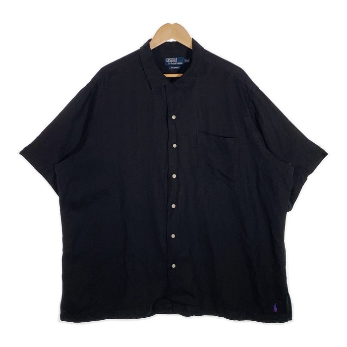 90's ラルフローレン　リネン開襟シャツ　ブラック 90s Ralph Lauren linen×silk open collar shirt |