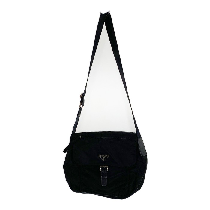PRADA ブラックナイロンバッグ(ショルダー、クロスボディ) 55195pradabagfront.jpg