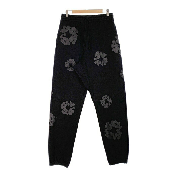 DENIM TEARS ブラック 花柄パンツ M DENIM TEARS 花柄スウェットパンツ Mサイズ