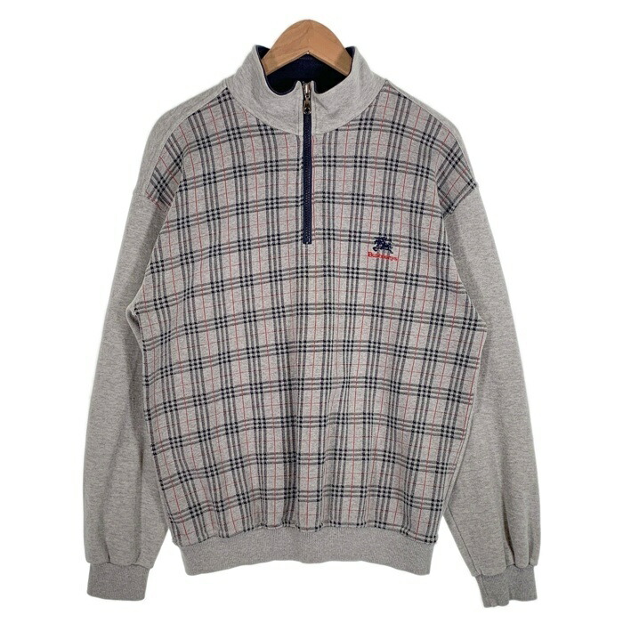 美品✨バーバリーブラックレーベル　ドライバーズニット　L 刺繍　ハーフジップ 美品✨バーバリーブラックレーベル ドライバーズニット L 刺繍 ハーフ